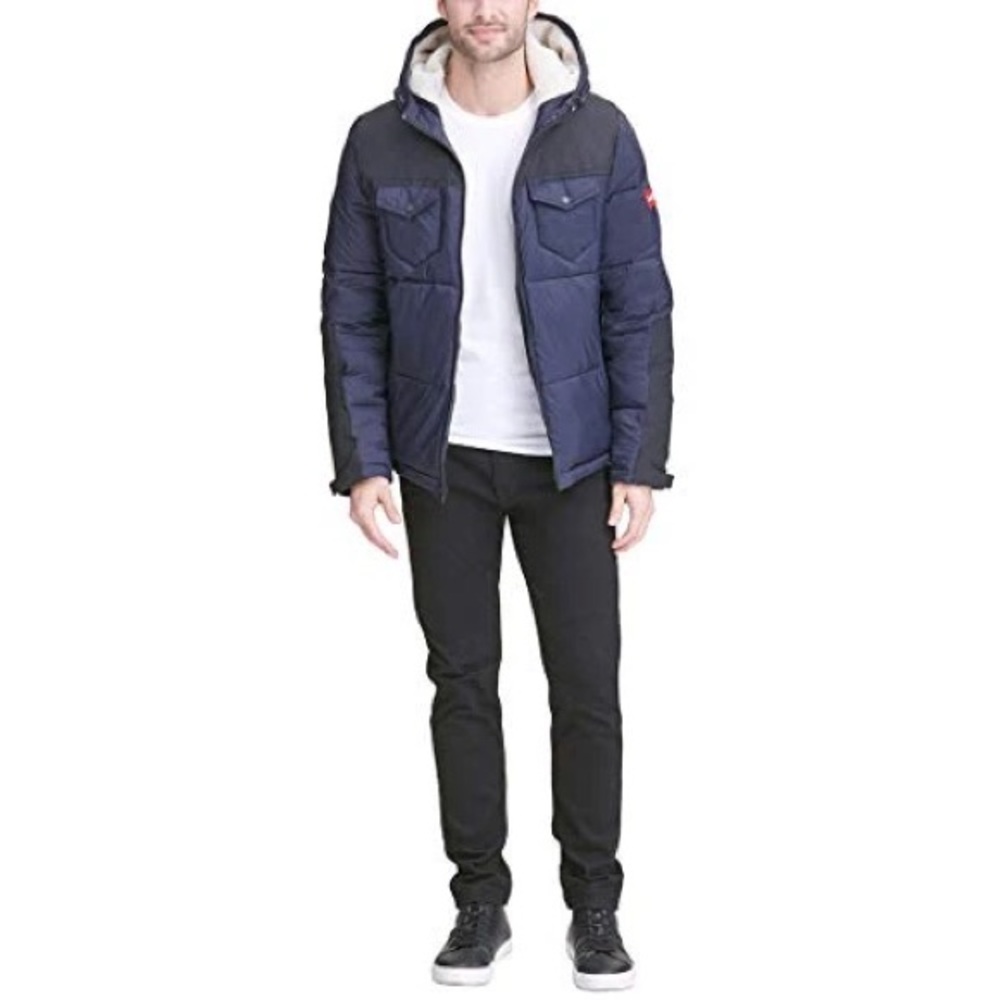 Levi’s Men’s Heavyweight Mid-Length Hooded Military Puffer Jacket
